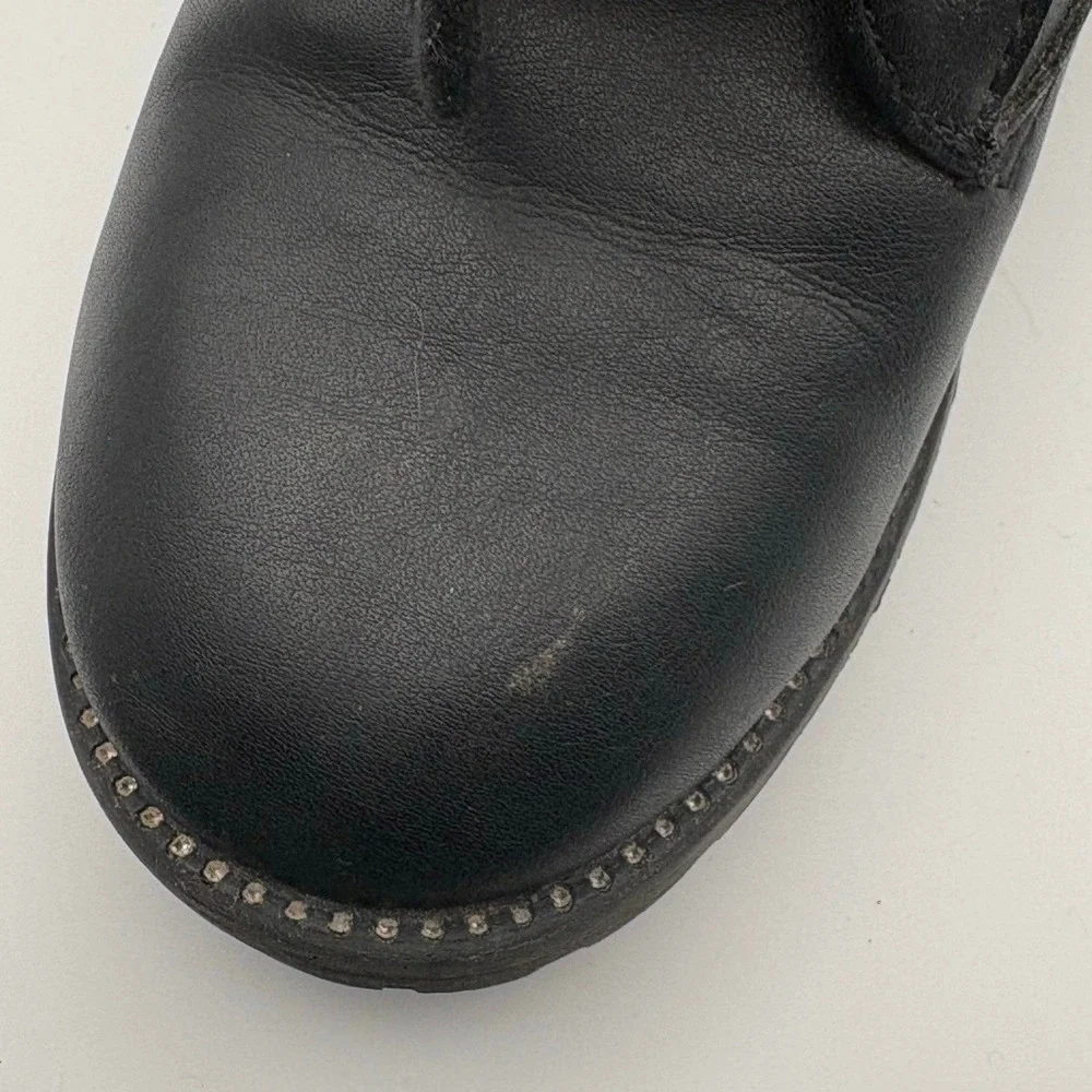 Vince Camuto Kids Black Rhinestone Wing Combat Boots Side Zip Lug Sole Size 10